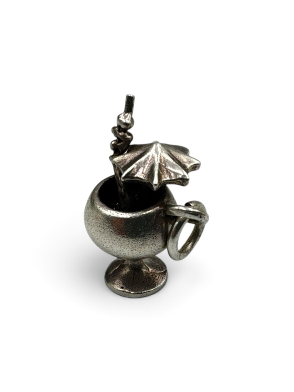 Vintage FAC 925 Sterling Silver Tropical Cocktail Drink Moving Swizzle Charm